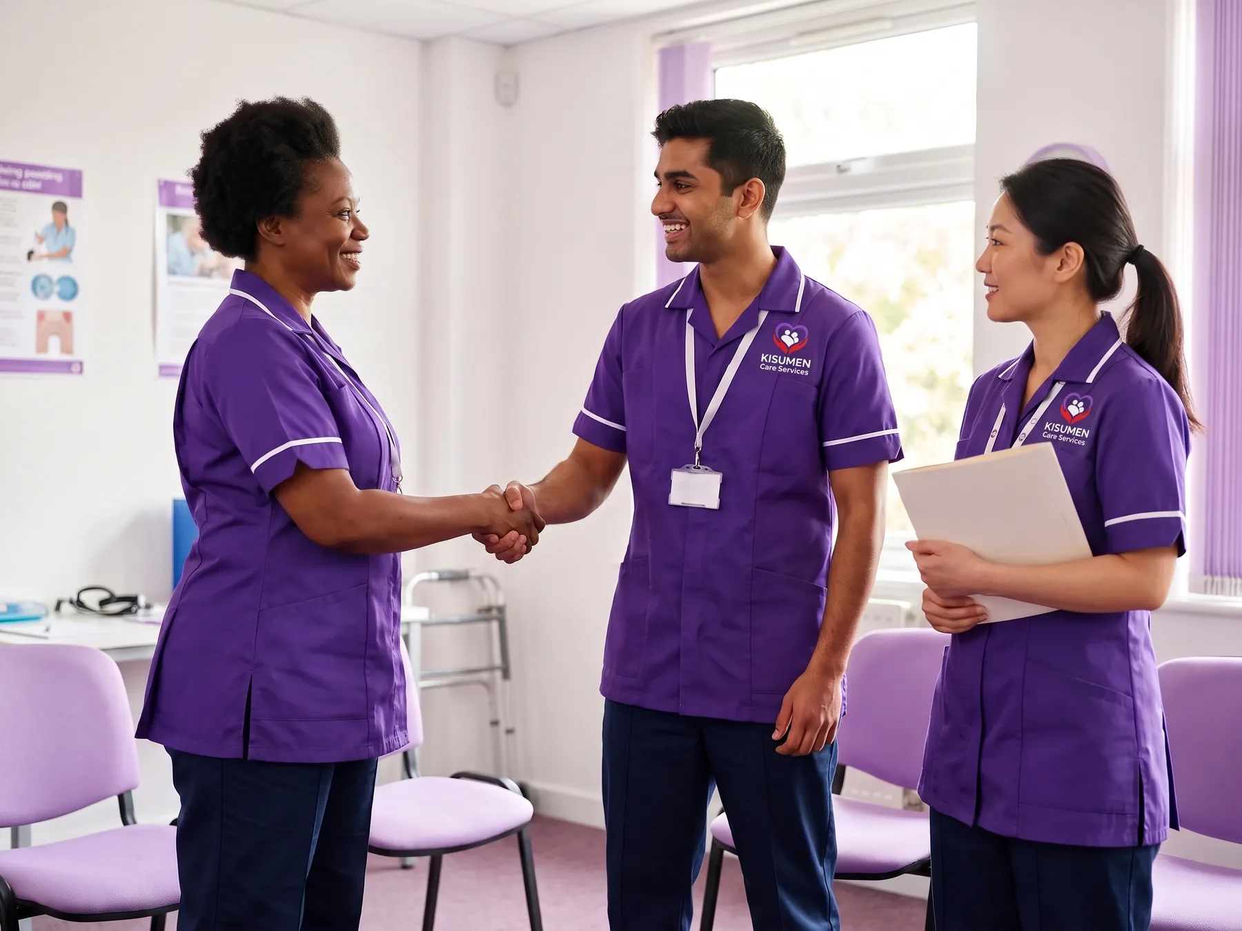New carer being welcomed to the Kisumen Care Services team on their first day of induction