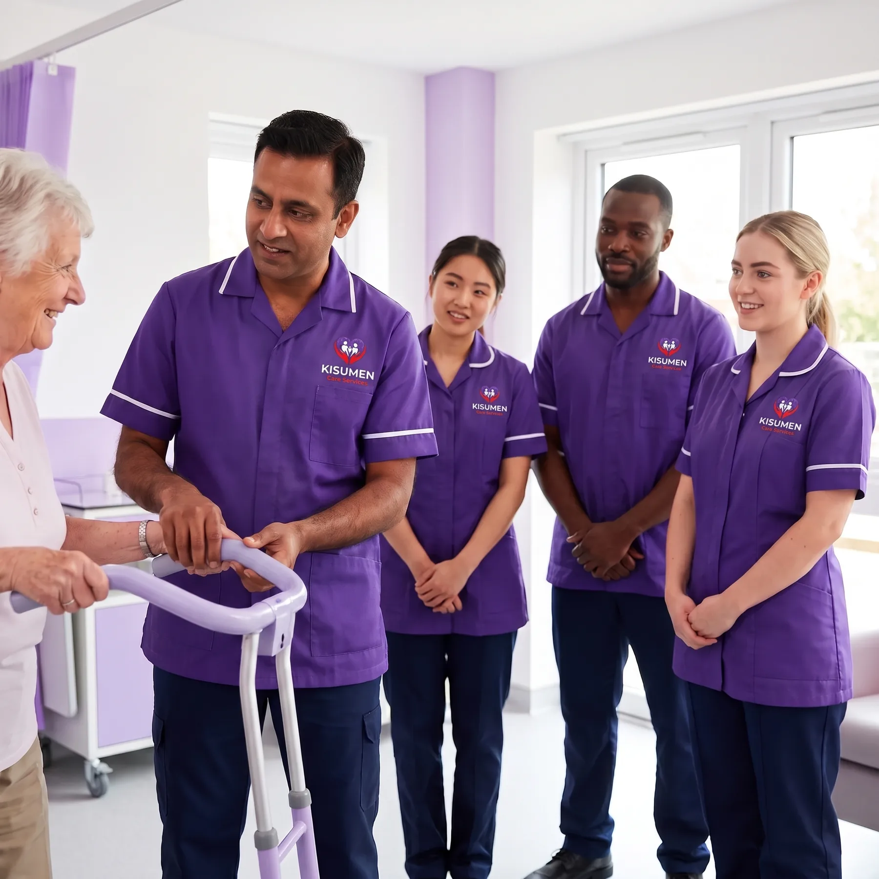 New Kisumen carers learning safe moving and handling techniques during care training